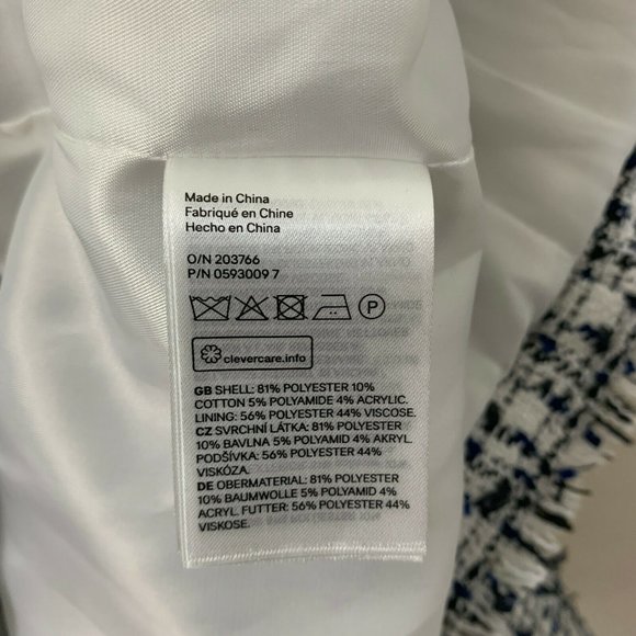 H&M Tweed Fringe Boucle Open Front Jacket Blazer - Picture 7 of 7